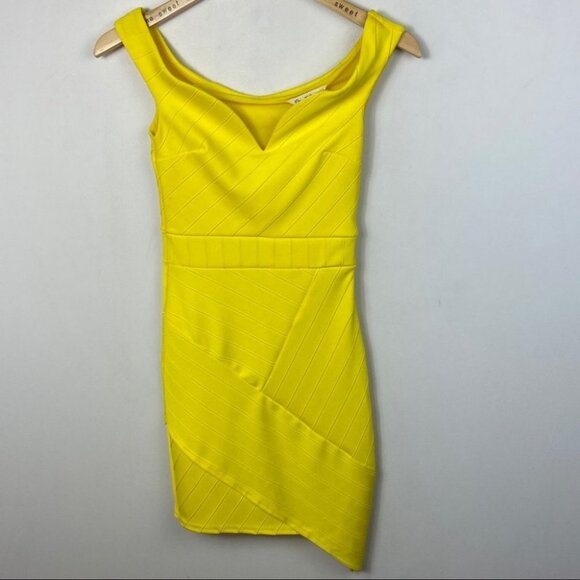 NWT Miss Selfridge Yellow Mini Dress Asymmetric Hem Size 0 New With‎ Tags Boho - Picture 7 of 13